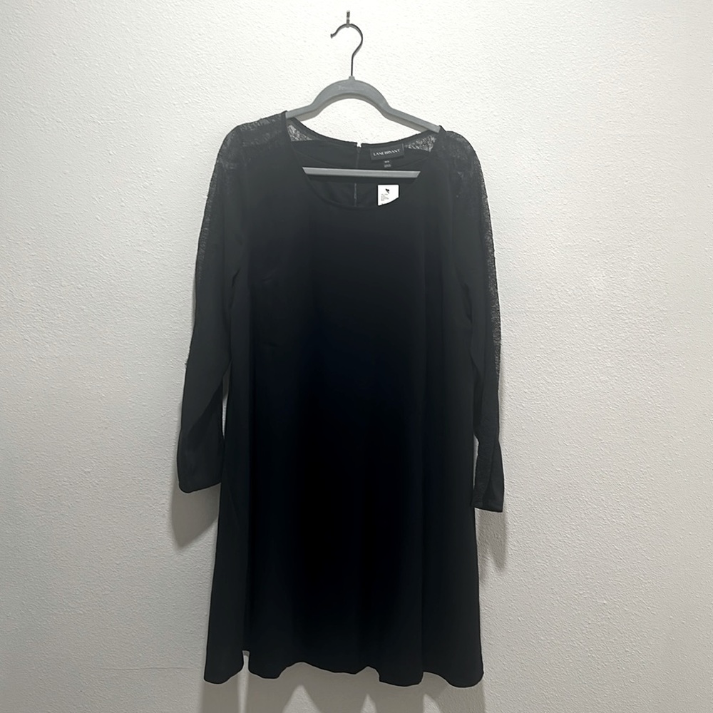 Lane Bryant Lace Overlay Sleeve Black Dress NWT